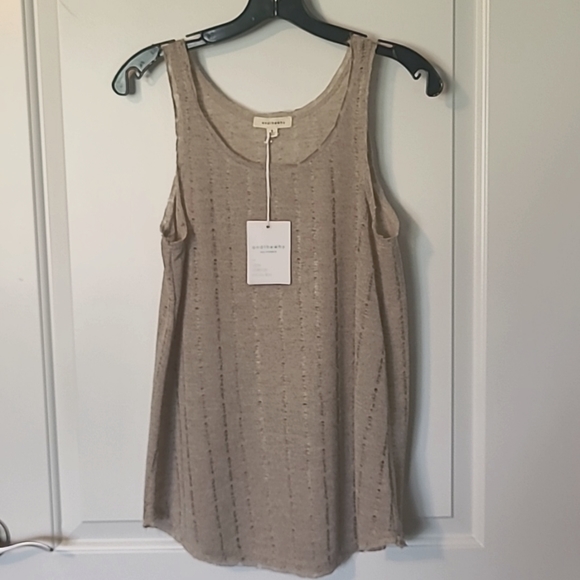 Women's Size Small sleeveless "andthewhy" shirt.  Tan color. NWT - Picture 1 of 11